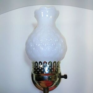 Vintage Quilted Hobnail Milk Glass And Brass  Corded Electric Wall Sconce 60 in